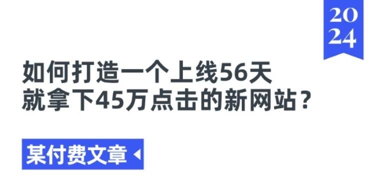 图片[1]-某付费文章《如何打造一个上线56天就拿下45万点击的新网站?》-天天学吧