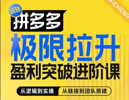 图片[1]-拼多多极限拉升盈利突破进阶课，​从算法到玩法，从玩法到团队搭建，体系化系统性帮助商家实现利润提升-天天学吧