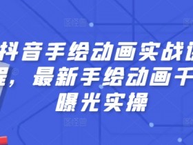 抖音手绘动画实战课程，最新手绘动画千万曝光实操-天天学吧