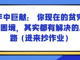 某付费文章：年中巨献： 你现在的贫穷和困境，其实都有解决的思路 (进来抄作业)-天天学吧