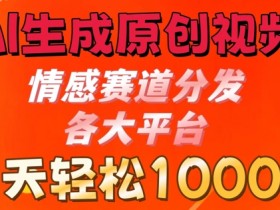 AI生成原创视频，情感赛道分发各大平台， 一天可达1k-天天学吧