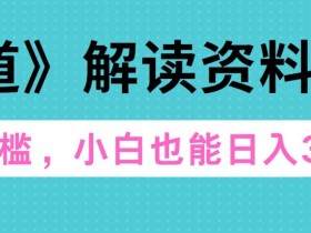 天道解读资料变现，无门槛，小白也能快速上手，稳定日入300+-天天学吧