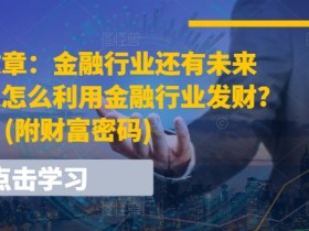 某付费文章：金融行业还有未来吗?普通人怎么利用金融行业发财?(附财富密码)-天天学吧