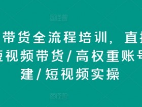 直播带货全流程培训，直播带货短视频带货/高权重账号措建/短视频实操-天天学吧