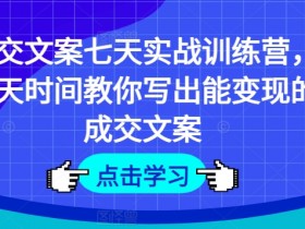 成交文案七天实战训练营，七天时间教你写出能变现的成交文案-天天学吧