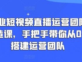 企业短视频直播运营团队打造课，手把手带你从0-1搭建运营团队-天天学吧