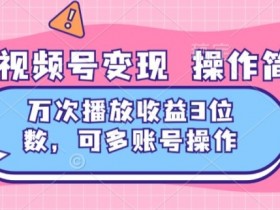 淘宝视频号变现 操作简单，万次播放收益3位数，可多账号操作-天天学吧