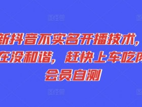 最新抖音不实名开播技术，趁现在没和谐，赶快上车吃肉，会员自测-天天学吧