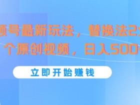 视频号最新玩法，替换法2分钟1个原创视频，日入几张-天天学吧