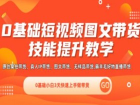 0基础短视频图文带货实操技能提升教学(直播课+视频课),0基础小白3天快速上手做带货-天天学吧