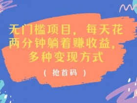 无门槛项目，每天花两分钟躺着收益，多种收益方式(抢首码)-天天学吧