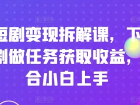 刷短剧变现拆解课，下载短剧做任务获取收益，适合小白上手-天天学吧