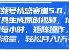 视频号情感赛道5.0，AI软件生成原创视频，100条每小时，矩阵操作，引爆流量-天天学吧