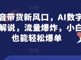 抖音带货新风口，AI数字人解说，流量爆炸，小白也能轻松爆单-天天学吧