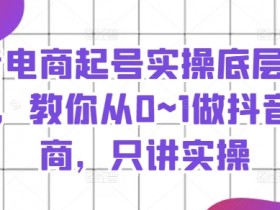 抖音电商起号实操底层逻辑课，教你从0~1做抖音电商，只讲实操-天天学吧