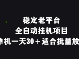 稳定老平台，全自动挂机项目，单机一天30+适合批量放大-天天学吧