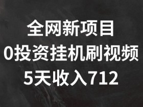 全网新项目，0投资挂JI刷视频，5天收益几张-天天学吧