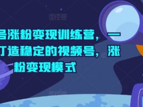 视频号涨粉变现训练营，一站式打造稳定的视频号，涨粉变现模式-天天学吧