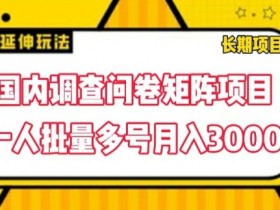 国内调查问卷矩阵项目，一人批量多号月入3000【揭秘】-天天学吧