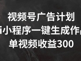 视频号广告计划，AI小程序一键生成作品， 单视频收益300+【揭秘】-天天学吧