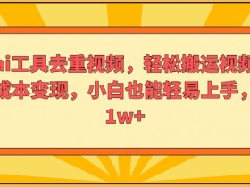 利用ai工具去重视频，轻松搬运视频，实现零成本变现，小白也能轻易上手-天天学吧