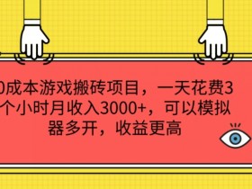 0成本游戏搬砖项目，一天花费3个小时月收入3K+，可以模拟器多开，收益更高【揭秘】-天天学吧