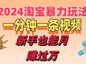 一分钟一条视频，新手也能月赚过万+，揭秘2024淘宝高效盈利新模式，收益翻倍不是梦!-天天学吧