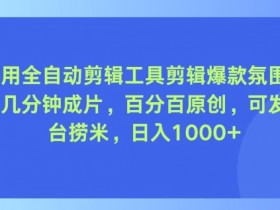 视频号用全自动剪辑工具剪辑爆款氛围感音乐视频，几分钟成片，百分百原创-天天学吧