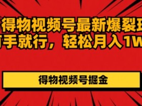 7月得物视频号最新爆裂玩法有手就行，轻松月入1W+-天天学吧