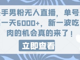 快手男粉无人直播，单号最高一天6000+，新一波吃大肉的机会真的来了-天天学吧