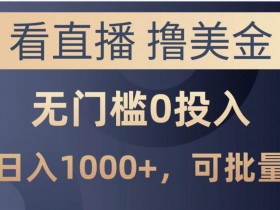 最新看直播撸美金项目，无门槛0投入，可批量复制-天天学吧