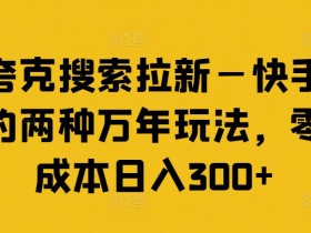 夸克搜索拉新—快手的两种万年玩法，零成本日入300+-天天学吧