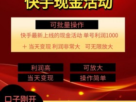 快手新活动项目，单账号利润1k+ 非常简单【可批量】-天天学吧