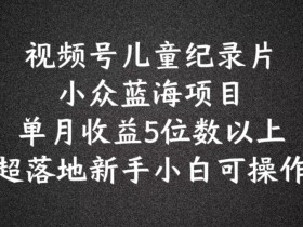 2024蓝海项目视频号儿童纪录片科普，单月收益5位数以上，新手小白可操作【揭秘】-天天学吧