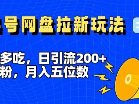 一鱼多吃，日引流200+创业粉，全平台工具号，网盘拉新新玩法月入5位数【揭秘】-天天学吧