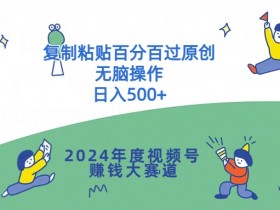 2024年度视频号赚钱大赛道，复制粘贴百分百过原创，无脑操作-天天学吧