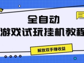 全自动游戏试玩挂JI教程，解放双手赚收益-天天学吧