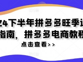 2024下半年拼多多旺季运营指南，拼多多电商教程-天天学吧