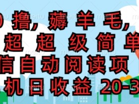 0撸薅羊毛，超级简单的微信自动阅读项目，单机日收益20-30-天天学吧