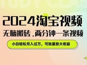 2024淘宝视频无脑搬砖，两分钟一条视频，小白轻松月入过W，可批量放大收益-天天学吧