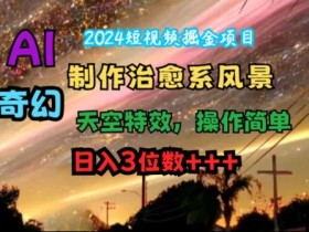 2024短视频掘金项目，AI制作治愈系风景，奇幻天空特效，操作简单，日入3位数【揭秘】-天天学吧