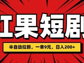 红果短剧半自动拉新，一单9元，日撸200-天天学吧