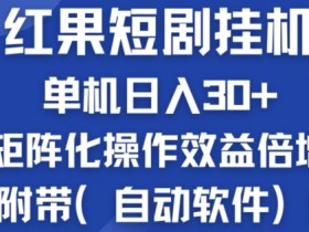 红果短剧挂JI新商机：单机日入30+，新手友好，矩阵化操作效益倍增附带(自动软件)-天天学吧