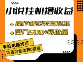 小说全自动挂机撸收益，操作简单，日入500+可批量放大 【揭秘】-天天学吧