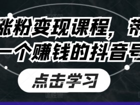 抖音涨粉变现课程，带你做一个赚钱的抖音号-天天学吧