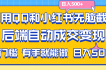 利用QQ和小红书无脑截流拼多多助力粉,不用拍单发货,后端自动成交变现….-天天学吧