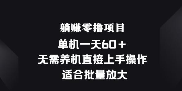 图片[1]-躺赚零撸项目，单机一天60+，无需养机直接上手操作， 适合批量放大-天天学吧