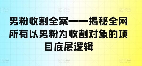 图片[1]-男粉收割全案——揭秘全网所有以男粉为收割对象的项目底层逻辑-天天学吧