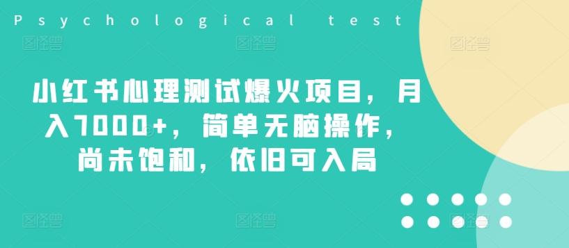 图片[1]-小红书心理测试爆火项目，月入7000+，简单无脑操作，尚未饱和，依旧可入局-天天学吧