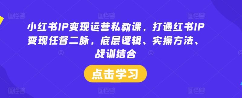 图片[1]-小红书IP变现运营私教课，打通红书IP变现任督二脉，底层逻辑、实操方法、战训结合-天天学吧